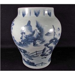 CHINESE PORCELAIN BLUE AND WHITE VASE - CHING DYNASTY