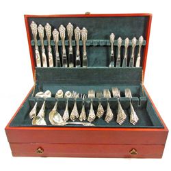 69 PIECE GRAND BAROQUE STERLING SILVER SET W/ ORIGINAL WOOD CASE - 118.20 OZ