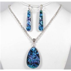 DICHROIC GLASS AND STERLING SILVER ESTATE JEWELRY SET - 1.80 OZ