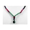 Image 2 : Natural 76.78 ctw Emerald, Ruby & Sapphire Bead Necklace