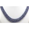 Image 2 : Natural AA 3Row Tanzanite Micro Faceted Rondelles Graduated Necklace Gemstone 187.20ctw brass clasp