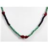 Image 2 : Natural 86.09 ctw Emerald, Sapphire & Ruby Bead Necklace