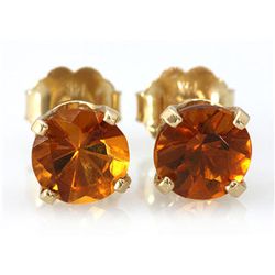 Genuine 2.10 ctw Orange Citrine Stud Earring 14kt Yellow or White Gold 0.86g