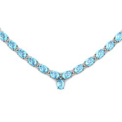 Natural Topaz 65.6ctw Oval Necklace .925 Sterling Silver