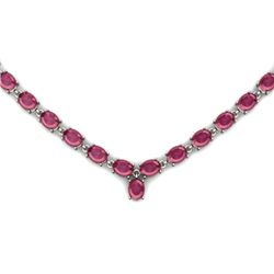 Natural Ruby63.55ctw Oval Necklace .925 Sterling Silver