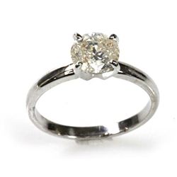 Certified 1.50 ctw Solitaire Ring Round Brilliant J/I1/I2 , 2.6g 14kt W Gold, Appraised $10,479.00