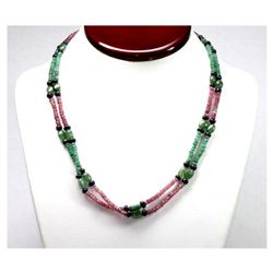 Natural 147.85 ctw Emerald, Ruby & Sapphire Bead Necklace