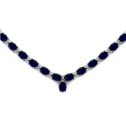 Natural Sapphire 63.55ctw Oval Necklace .925 Sterling Silver