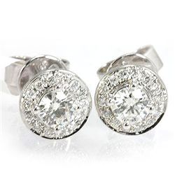 Genuine 0.49 ctw Diamond Earring 18kt Gold-White
