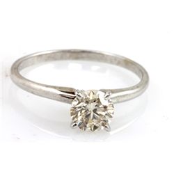 Certified Round Brilliant Solitaire Ring 0.82 ctw 14kt White Gold SI1/SI2, J-K