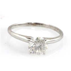 Certified Round Brilliant Solitaire Ring 0.83 ctw 14kt White Gold SI1, J-K