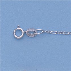 Genuine 16" 14kt Italian Gold-White 1.1mm, Figaro Chain Gauge:030, 1.4gr