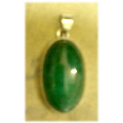 Oval Emerald Gemstone in Silver Pendant