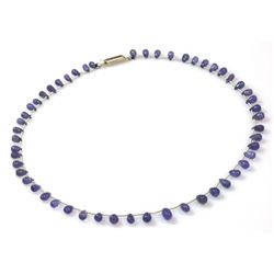 Natural Tanzanite Smooth Teardrop Beads Stringing Necklace Gemstones 66.70ctw with brass clasp