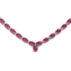 Natural Ruby63.55ctw Oval Necklace .925 Sterling Silver