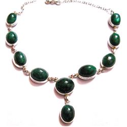Natural 35g Emerald .925 Sterling Silver Necklace