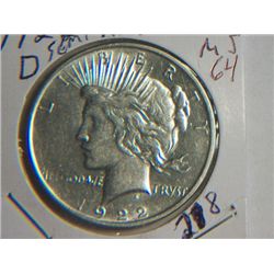 1922 D PEACE DOLLAR