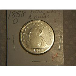 1858-O SITTING LIBERTY 1/2 DOLLAR
