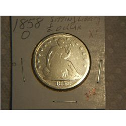 1858-O SITTING LIBERTY 1/2 DOLLAR