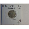 Image 1 : 1881 3 CENT NICKLE