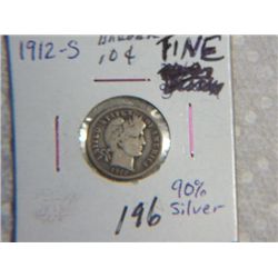 1912-S BARBER DIME