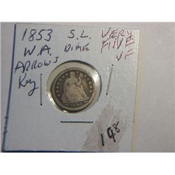 1853 SITTING LIBERTY DIME