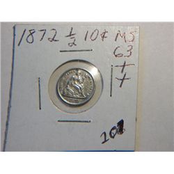 1872 1/2 DIME