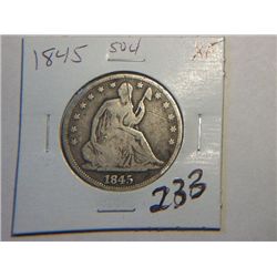 1845 SEATED LIBERTY 1/2 DOLLAR