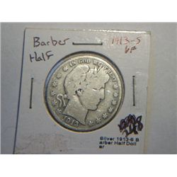 1913-S BARBER 1/2 DOLLAR