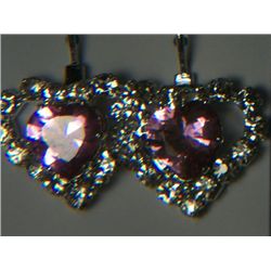 PINK HEART WITH SIMULATED DIAMONDS