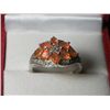 Image 1 : MEXICAN FIRE OPAL PLATNIUM OVERLAY SILVER DIAMOND RING SIZE 7