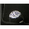 Image 1 : TANZANITE CLUSTER PLATNIUM OVERLAY SILVER RING SIZE 8