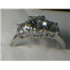 Image 2 : 3 STONE WHITE TOPAZ PLATNIUM OVERLAY RING SIZE 7