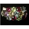 Image 1 : 13 STONES SILVER RING SIZE 8  CITRINE, AMETHYST, PERIDOT,GARNET