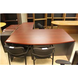 CHERRY BOW FRONT EXECUTIVE L-SHAPE DESK