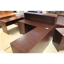 MAHOGANY L-SHAPE RECEPTION DESK