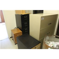 2 FILE CABINETS, 2 MOBILE FILES & END TABLE