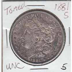 TONED 1881 S $1 MORGAN UNCIRCULATED