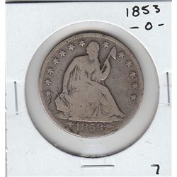 1853 O SEATED HALF DOLLAR 50c