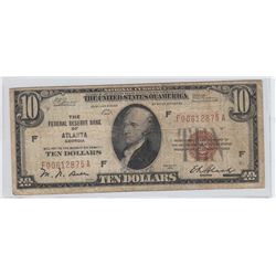 $10 1929 BROWN SEAL NATIONAL CURRENCY