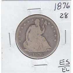 1876 SEATED HALF SILVER DOLLAR 50c