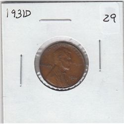 1931 D WHEAT CENT SOLID MID GRADE