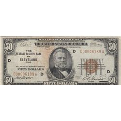 $50 FRBN 1929 BROWN SEAL NATIONAL CURRENCY