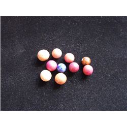 LOT OF 10 CLAY CIVIL WAR MARBLES WITH BLUE