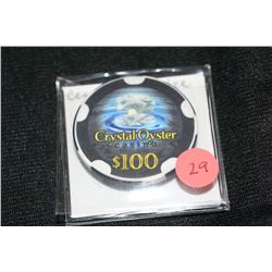 crystal oyster casino $100 gaming chip
