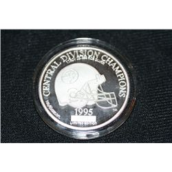 1995 central division champs nfl commerative coin pittsburgh steelers .999 fine 1 oz. #286