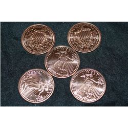 2011 liberty copper rounds .999 fine 1 oz. lot of 5