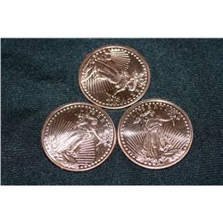 2011 liberty copper rounds .999 fine 1 oz. lot of 3
