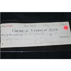 1896 chemical natl bank $85 cancelled check