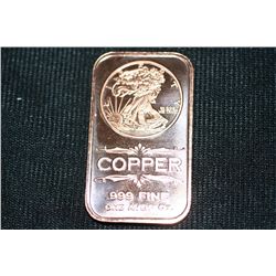 2011 copper ingot .999 fine 1 oz.